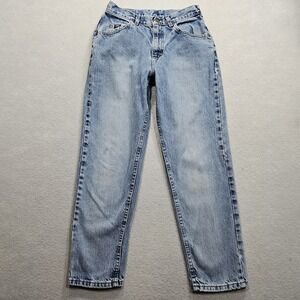 Vtg 90s Lee Mom Jeans 27x27 Blue High Rise Taper Leg Made in USA 100% Cotton